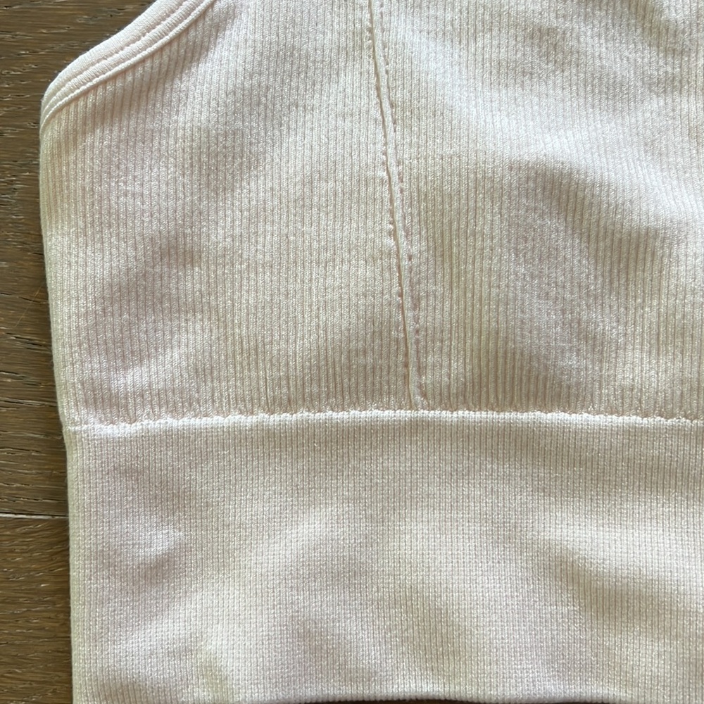 Fabletics Light Pink Ribbed Sports Bra | S - Picture 3 of 5
